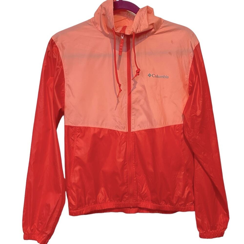 Columbia Women's Flash Forward Windbreaker Jacket XS Red Hooded Full Zip